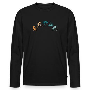 Roller Tretroller Scooter - T-shirt manches longues Premium bio Homme - noir - Devant - Nico (187cm)