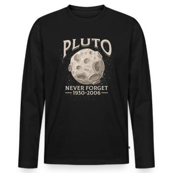 Never Forget Pluton 1930-2006 Espace - T-shirt manches longues Premium bio Homme - noir - Devant - Nico (187cm)