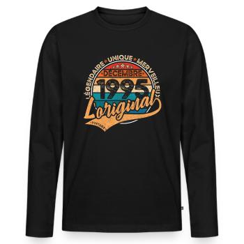 Anniversaire Décembre 1995 L’original 1995 Décembre - T-shirt manches longues Premium bio Homme - noir - Devant - Nico (187cm)