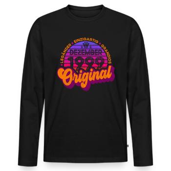 born December 1999 Birthday Retro Design - Men's Premium Organic Long Sleeve Shirt - black - Front - Nico (187cm)