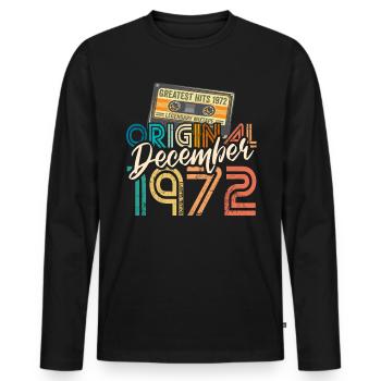 Vintage Cassette Tape Dezember 1972 Geburtstag - Männer Premium Bio Langarmshirt - Schwarz - Vorne - Nico (187cm)