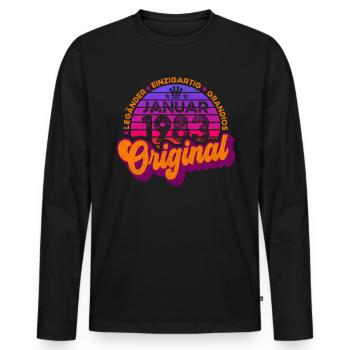 geboren Januar 1983 Geburtstags Retro Design - Männer Premium Bio Langarmshirt - Schwarz - Vorne - Nico (187cm)