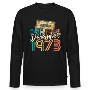 Vintage Cassette Tape Dezember 1973 Geburtstag - Männer Premium Bio Langarmshirt - Schwarz - Vorne - Nico (187cm)