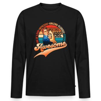 40. Geburtstag geboren 1982 Vintage Design Frauen - Männer Premium Bio Langarmshirt - Schwarz - Vorne - Nico (187cm)