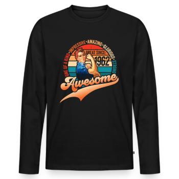 60th birthday born 1962 Vintage Design Women - Men's Premium Organic Long Sleeve Shirt - black - Front - Nico (187cm)