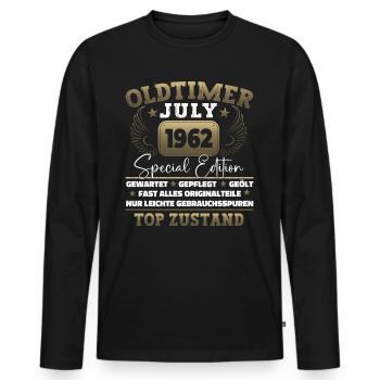 Oldtimer Juli 1962 60. Geburtstag Geschenk Herren - Männer Premium Bio Langarmshirt - Schwarz - Vorne - Nico (187cm)