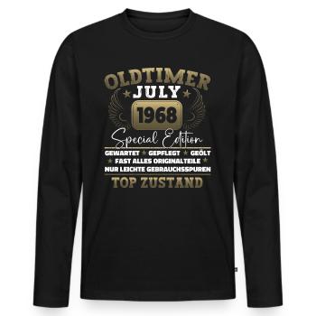 Oldtimer Juli 1968 54. Geburtstag Geschenk Herren - Männer Premium Bio Langarmshirt - Schwarz - Vorne - Nico (187cm)