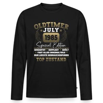 Oldtimer Juli 1985 37. Geburtstag Geschenk Herren - Männer Premium Bio Langarmshirt - Schwarz - Vorne - Nico (187cm)