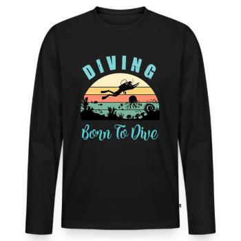 Plongée née pour le plongeur Taucher - T-shirt manches longues Premium bio Homme - noir - Devant - Nico (187cm)