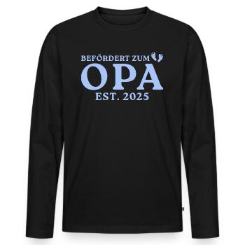 Schwangerschaft verkünden 2025 Werdender Opa - Männer Premium Bio Langarmshirt - Schwarz - Vorne - Nico (187cm)
