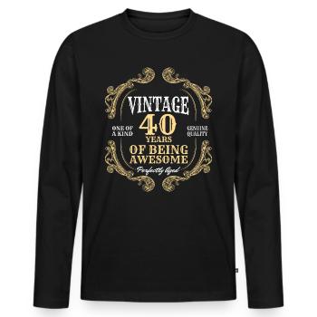 40 ans anniversaire cadeau anniversaire 40 ans - T-shirt manches longues Premium bio Homme - noir - Devant - Nico (187cm)