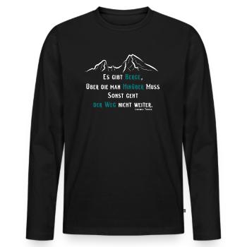 Berg Spruch - Männer Premium Bio Langarmshirt - Schwarz - Vorne - Nico (187cm)