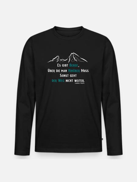 Berg Spruch - Männer Premium Bio Langarmshirt - Schwarz