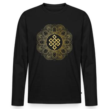 Tibetan Endless Knot Death and Rebirth Symbol - Men's Premium Organic Long Sleeve Shirt - black - Front - Nico (187cm)