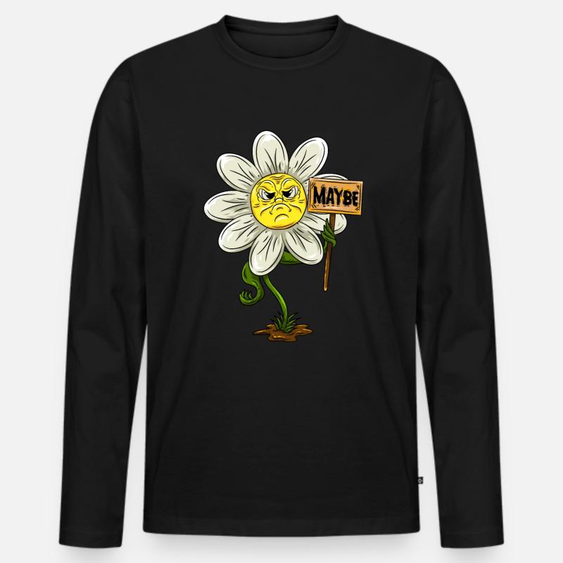 Gänseblümchen - Männer Premium Bio Langarmshirt - Schwarz