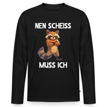 Raton laveur Forêt de raton laveur Nature Nen merde je dois - T-shirt manches longues Premium bio Homme - noir - Devant - Nico (187cm)