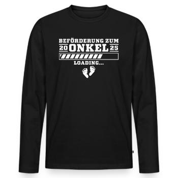 Beförderung zum Onkel 2025 loading - Männer Premium Bio Langarmshirt - Schwarz - Vorne - Nico (187cm)