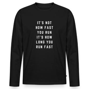 course - T-shirt manches longues Premium bio Homme - noir - Devant - Nico (187cm)