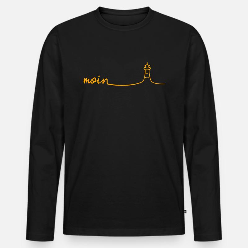 Moin Leuchtturm - Männer Premium Bio Langarmshirt - Schwarz
