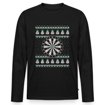 Darts ugly Christmas Sweater Weihnachten - Men's Premium Organic Long Sleeve Shirt - black - Front - Nico (187cm)