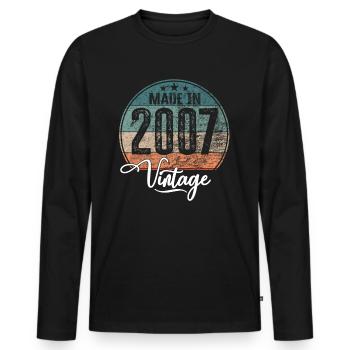 Vintage Made in 2007 Geburtsjahr 2007 Geburtstag - Männer Premium Bio Langarmshirt - Schwarz - Vorne - Nico (187cm)