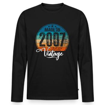 Vintage Made in 2007 Geburtsjahr 2007 Geburtstag - Männer Premium Bio Langarmshirt - Schwarz - Vorne - Nico (187cm)