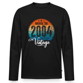 Vintage Fabriqué en 2004 Année de naissance 2004 Anniversaire - T-shirt manches longues Premium bio Homme - noir - Devant - Nico (187cm)