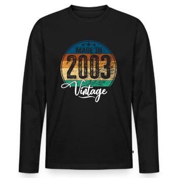 Vintage Made in 2003 Year of birth 2003 Birthday - Men's Premium Organic Long Sleeve Shirt - black - Front - Nico (187cm)