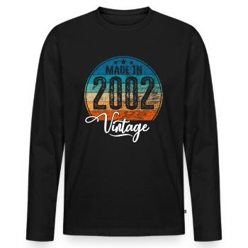 Vintage Fabriqué en 2002 Année de naissance 2002 Anniversaire - T-shirt manches longues Premium bio Homme - noir - Devant - Nico (187cm)