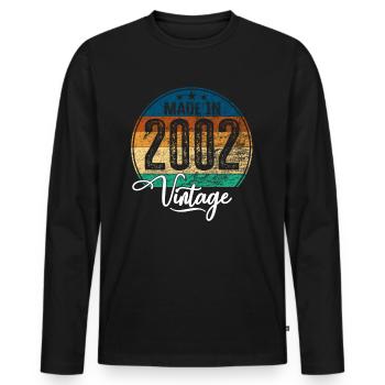 Vintage Fabriqué en 2002 Année de naissance 2002 Anniversaire - T-shirt manches longues Premium bio Homme - noir - Devant - Nico (187cm)