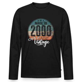 Vintage Fabriqué en 2000 Année de naissance 2000 Anniversaire - T-shirt manches longues Premium bio Homme - noir - Devant - Nico (187cm)