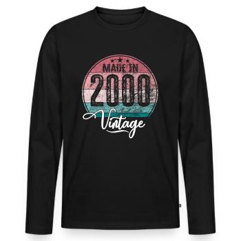 Vintage Fabriqué en 2000 Année de naissance 2000 Anniversaire - T-shirt manches longues Premium bio Homme - noir - Devant - Nico (187cm)