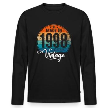 Vintage Made in 1998 Year of birth 1998 Birthday - Men's Premium Organic Long Sleeve Shirt - black - Front - Nico (187cm)