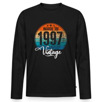 Vintage Made in 1997 Geburtsjahr 1997 Geburtstag - Männer Premium Bio Langarmshirt - Schwarz - Vorne - Nico (187cm)