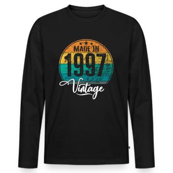 Vintage Made in 1997 Geburtsjahr 1997 Geburtstag - Männer Premium Bio Langarmshirt - Schwarz - Vorne - Nico (187cm)