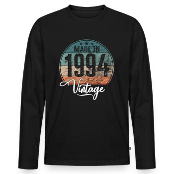 Vintage Made in 1994 Geburtsjahr 1994 Geburtstag - Männer Premium Bio Langarmshirt - Schwarz - Vorne - Nico (187cm)