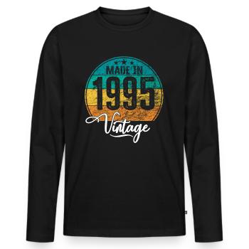 Millésime Fabriqué en 1995 Année de naissance 1995 Anniversaire - T-shirt manches longues Premium bio Homme - noir - Devant - Nico (187cm)