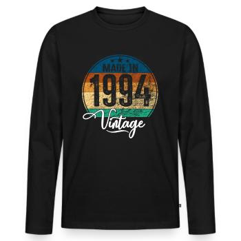 Vintage Made in 1994 Geburtsjahr 1994 Geburtstag - Männer Premium Bio Langarmshirt - Schwarz - Vorne - Nico (187cm)