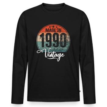 Millésime fabriqué en 1990 Année de naissance 1990 Anniversaire - T-shirt manches longues Premium bio Homme - noir - Devant - Nico (187cm)