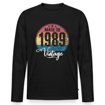 Vintage Made in 1989 Year of birth 1989 Birthday - Men's Premium Organic Long Sleeve Shirt - black - Front - Nico (187cm)