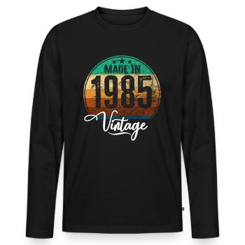 Millésime Fabriqué en 1985 Année de naissance 1985 Anniversaire - T-shirt manches longues Premium bio Homme - noir - Devant - Nico (187cm)