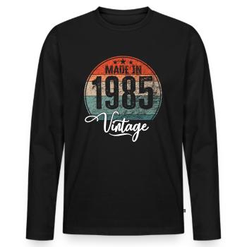 Millésime Fabriqué en 1985 Année de naissance 1985 Anniversaire - T-shirt manches longues Premium bio Homme - noir - Devant - Nico (187cm)