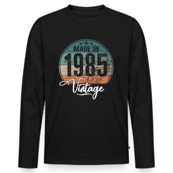 Millésime Fabriqué en 1985 Année de naissance 1985 Anniversaire - T-shirt manches longues Premium bio Homme - noir - Devant - Nico (187cm)