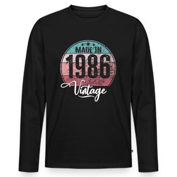 Millésime Fabriqué en 1986 Année de naissance 1986 Anniversaire - T-shirt manches longues Premium bio Homme - noir - Devant - Nico (187cm)