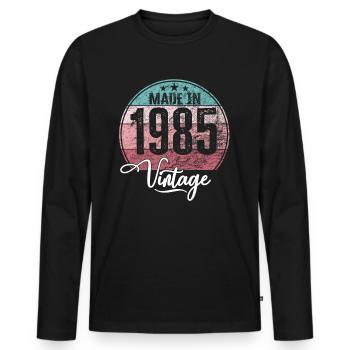 Millésime Fabriqué en 1985 Année de naissance 1985 Anniversaire - T-shirt manches longues Premium bio Homme - noir - Devant - Nico (187cm)