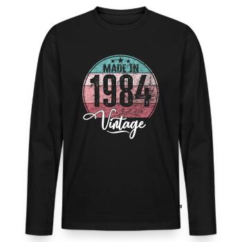 Millésime Fabriqué en 1984 Année de naissance 1984 Anniversaire - T-shirt manches longues Premium bio Homme - noir - Devant - Nico (187cm)