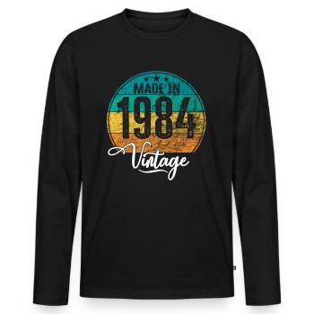 Millésime Fabriqué en 1984 Année de naissance 1984 Anniversaire - T-shirt manches longues Premium bio Homme - noir - Devant - Nico (187cm)
