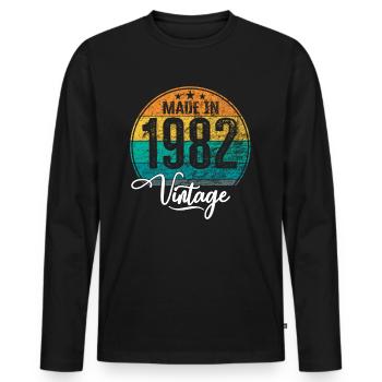 Millésime Fabriqué en 1982 Année de naissance 1982 Anniversaire - T-shirt manches longues Premium bio Homme - noir - Devant - Nico (187cm)
