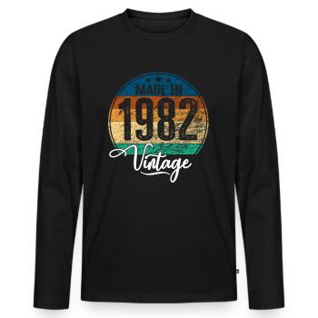 Millésime Fabriqué en 1982 Année de naissance 1982 Anniversaire - T-shirt manches longues Premium bio Homme - noir - Devant - Nico (187cm)