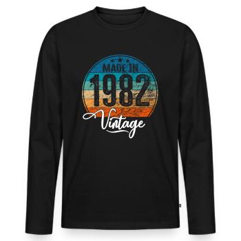 Vintage Fabriqué en 1982 Année de naissance 1982 Anniversaire - T-shirt manches longues Premium bio Homme - noir - Devant - Nico (187cm)
